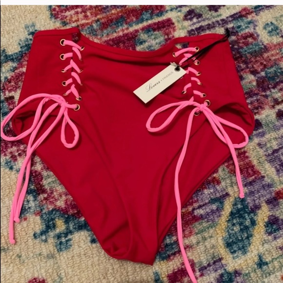 Lovers + Friends high waisted lace up swim bottoms - Picture 3 of 3